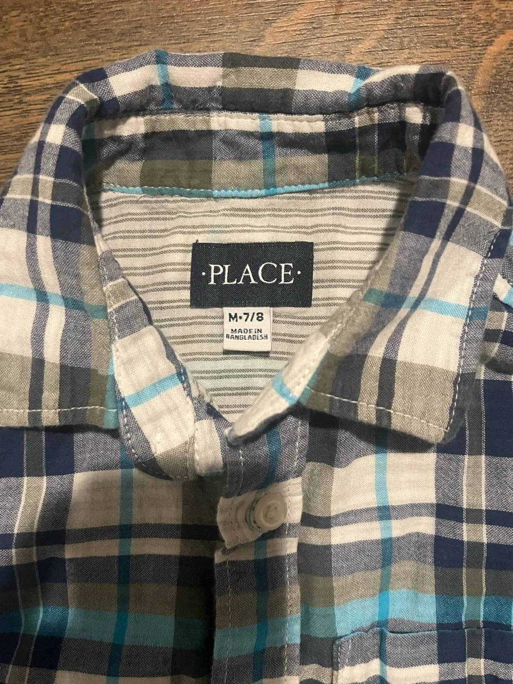 The Children's Place Blue, Teal & White Plaid Button-Down Shirt